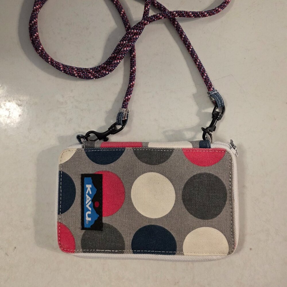 KAVU Crossbody Wallet Canvas Polka Dot Design